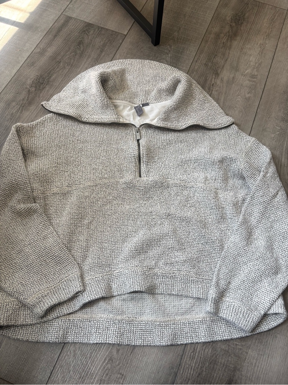 Sweaty Betty Heather Gray Textured Half‑Zip Funnel Neck Pullover XL